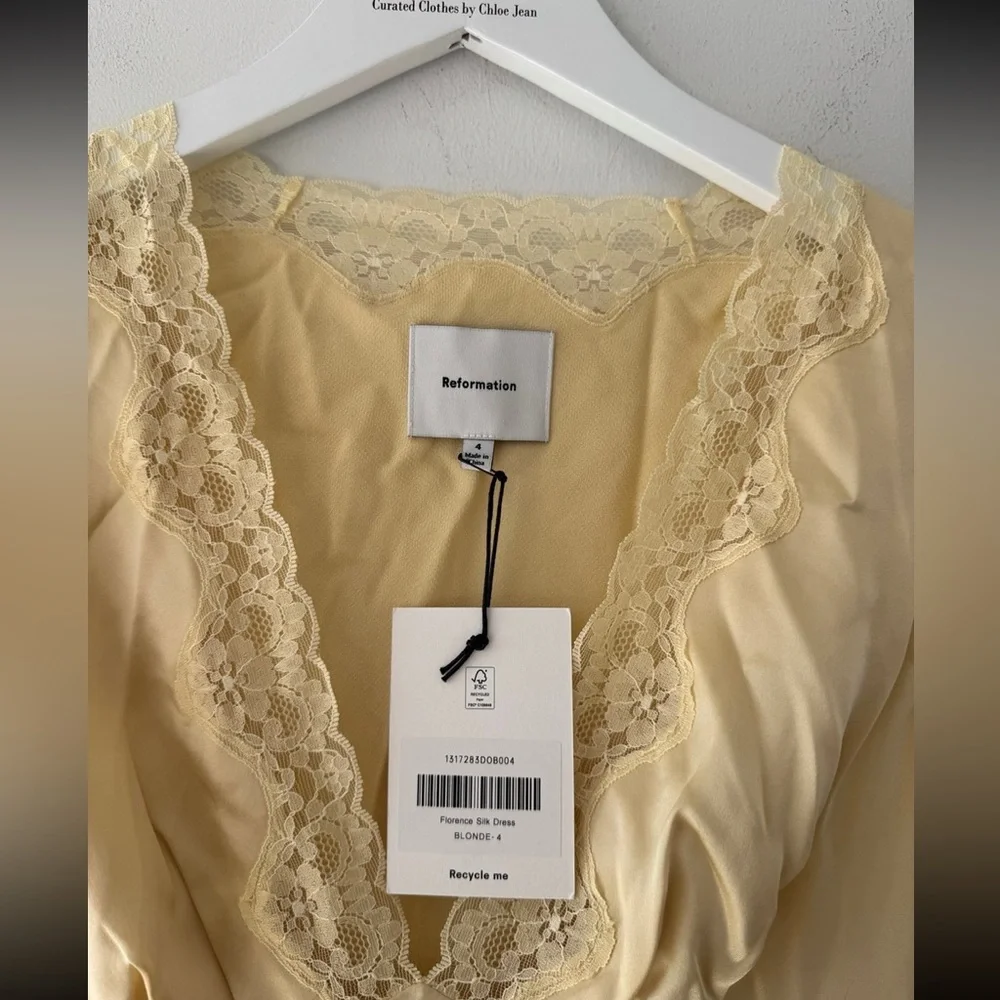 Reformation NWT Florence Silk Dress in Blonde - size 4 - Picture 3 of 7